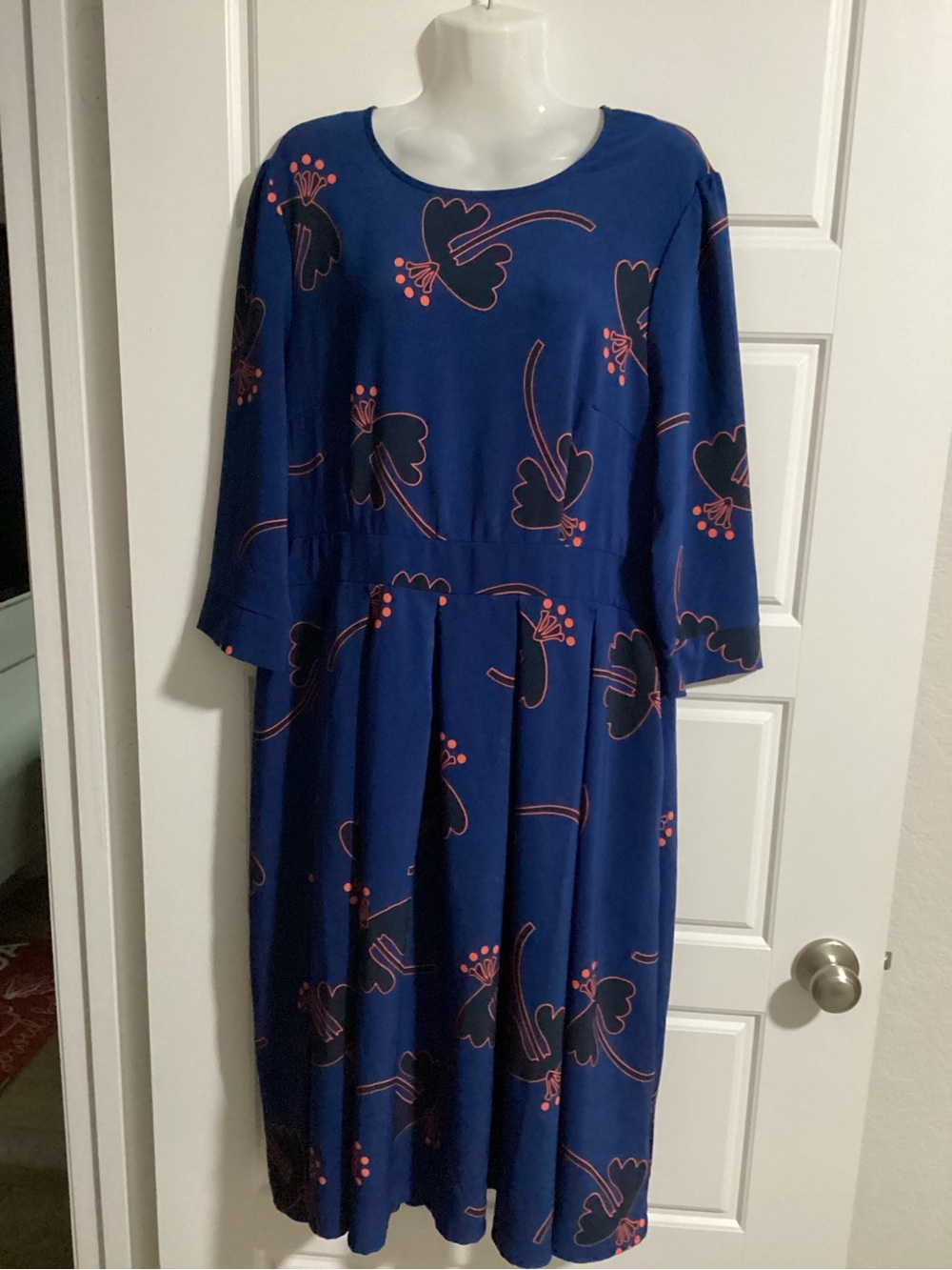 Blue Floral Print Women’s Dress
